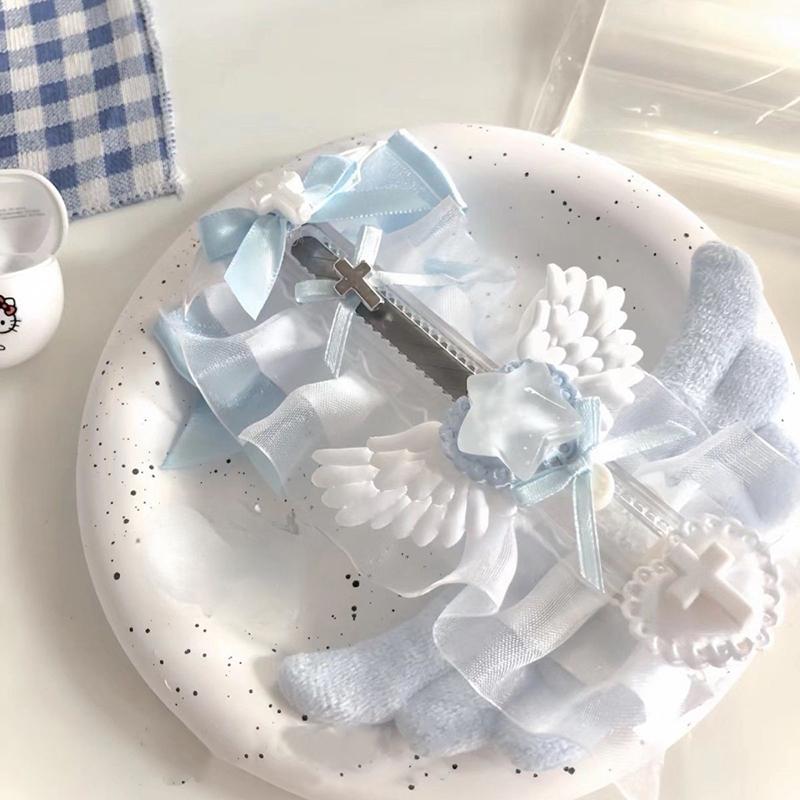 Kawaii Pink Angel Wings Utility Knife Sweet Utility Knife Cute Express Box Letter Opener Stationery Paper Cutter Gifts