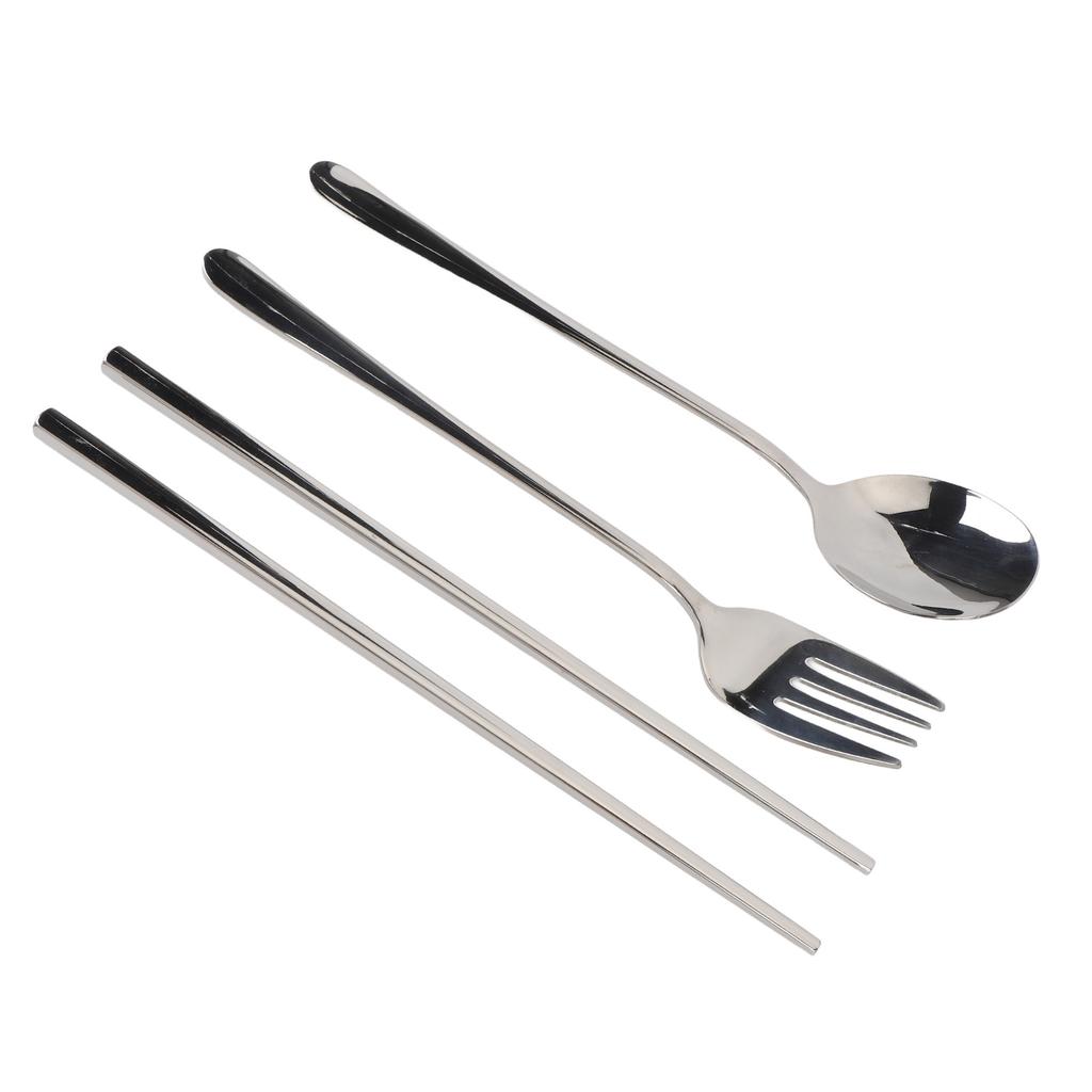 Портативная посуда с ящиком для хранения, ложка, вилка, палочки для еды из нержавеющей стали 304, многоразовый набор столовых приборов