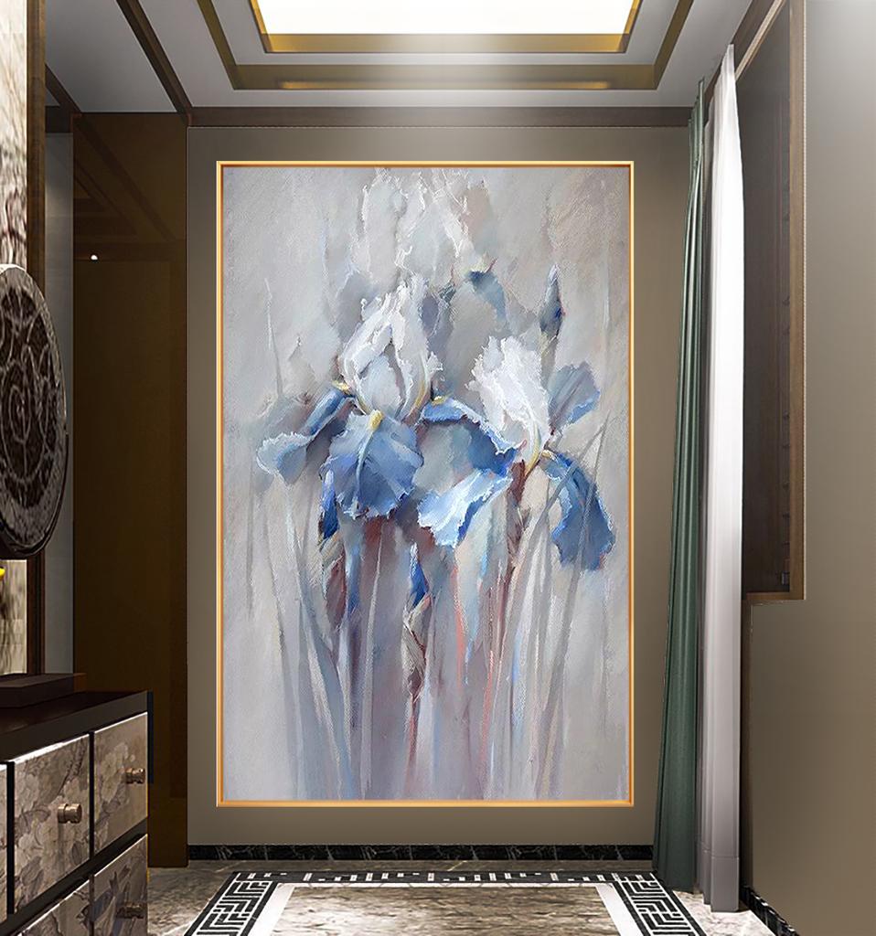 Ручная работа мастихином классические цветы картина маслом декоративная стена без рамки текстурированный холст стены искусства вход домашний декор