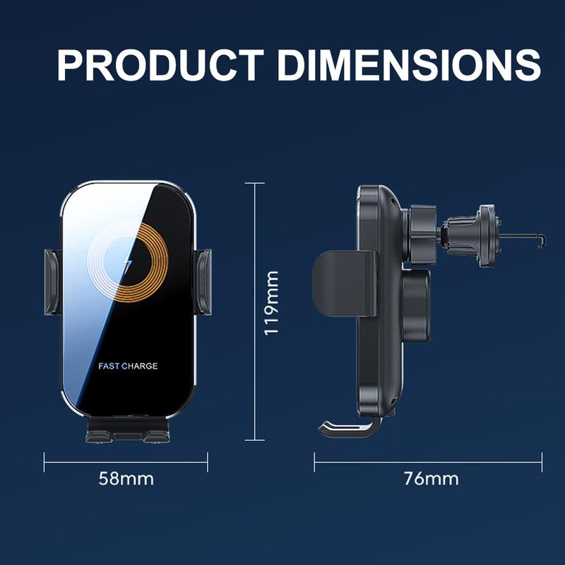 66/15W Car Wireless Charger Auto Car Mount Phone Holder Stand Fast Charging For iPhone Xiaomi Samsung Intelligent Sensing Holder