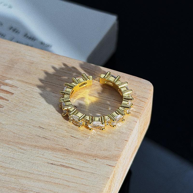 Light Luxury Exquisite Row Diamonds Full Of Diamonds Zircon Lace Open Ring Niche Design High Sense Exquisite Fashion Ring Women