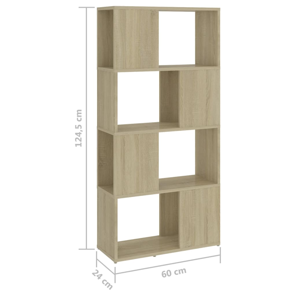 Bookshelf Room Divider Sonoma Oak Finish 60 x 24 x 124.5 cm Particleboard