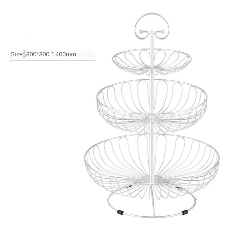 Бытовая 3-слойная фруктовая тарелка, металлическая корзина для фруктов, черная, в стиле ретро, поднос, стеллаж для хранения, корзина WF1020