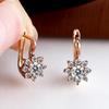 Luxury Rose Gold Color Sunflower Hoop Earrings Classic White Stone Engagement Claw Earrings Dainty Flower Earrings for Women