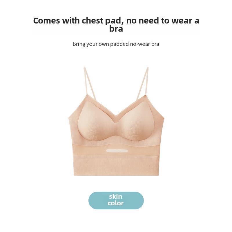 Женская бесшовная майка: Удобный, дышащий, без бюстгальтера, без стальных колец, с нагрудными подушечками, цельный верхний топ.