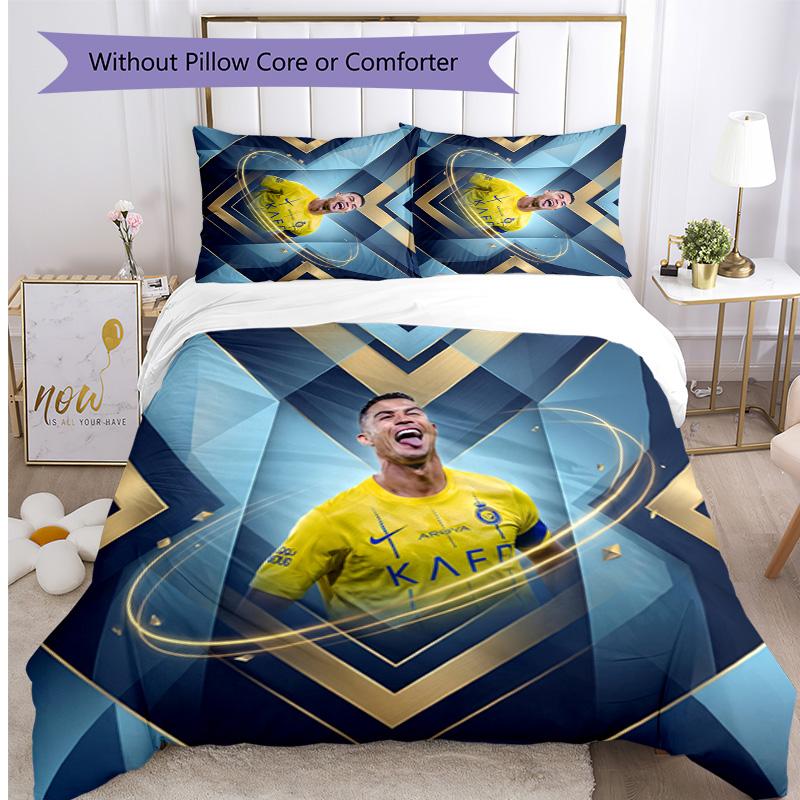 Cristiano Ronaldo Printed Bedding 3 Piece Set Cozy Breathable Bed Cover Set as Housewarming Holiday Gift