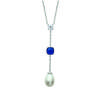 [L3911] - Silver Necklace 'Sissi' Ivory Sapphire (rhodium-plated) - 55x8 Mm