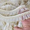 3Meters/lot 4cm Wide Gold Thread and Bead Small Fragrance Decoration DIY Pleated Lace Trim Handmade Trim Accessory