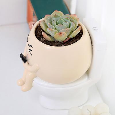 Горшок для растений Face Resin Buddy on Toilet Flowerpot Настольный декор для суккулентов для дома