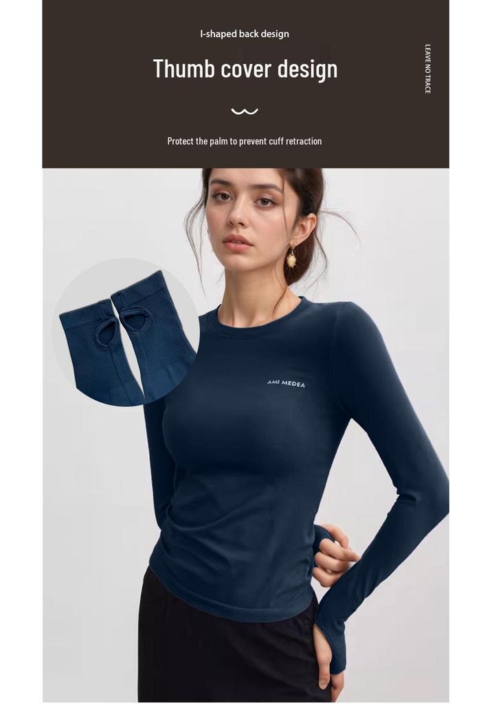 Luminous Letters Trendy Yoga Slimming Long Sleeve Quick-Dry T-shirt for Women