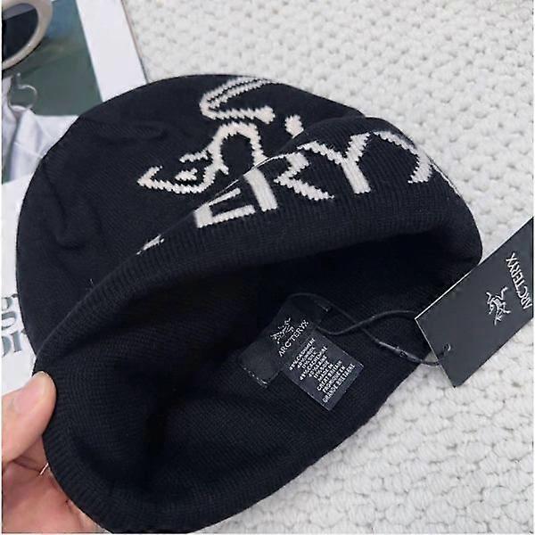 Шапка-бини Arc'teryx Bird Word Черный Пустотный Шерстяная Шапка Унисекс Теплая Зимняя Черный