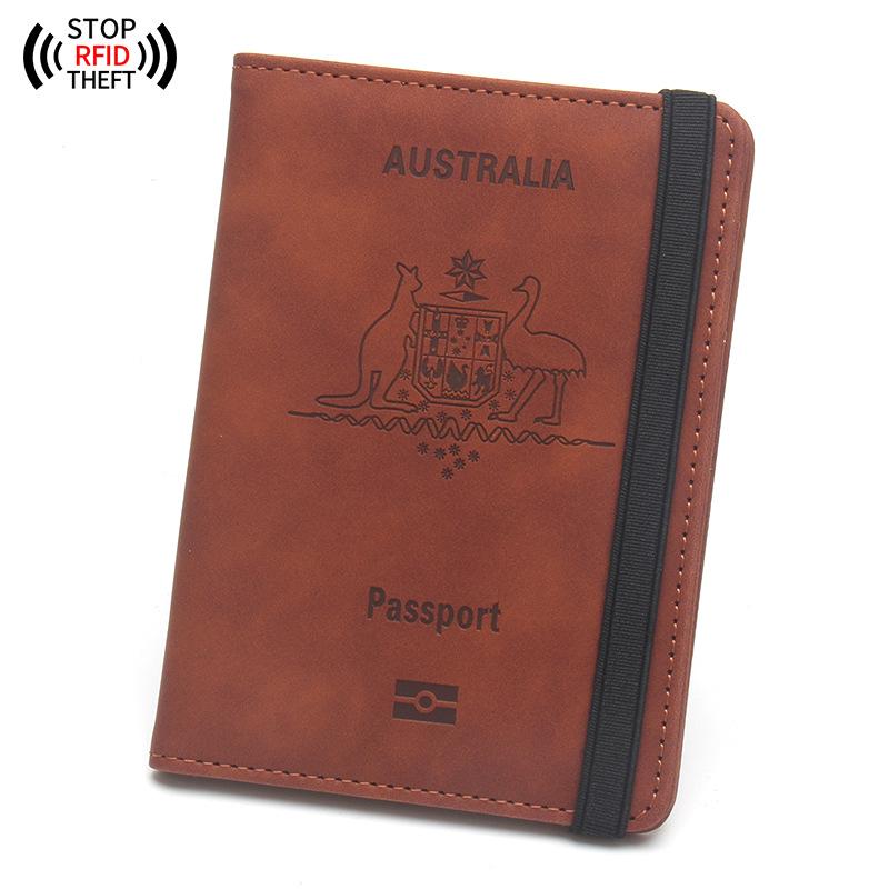 Anti-Theft Leather Passport & Card Holder with Anti-Magnetic Protection, Multiple Pockets for Bank Cards