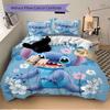 Stitch'S Floral Adventure Print 3Pcs Bedding Setduvet Cover With 2 Bedropillowcase Home Birthday Gift