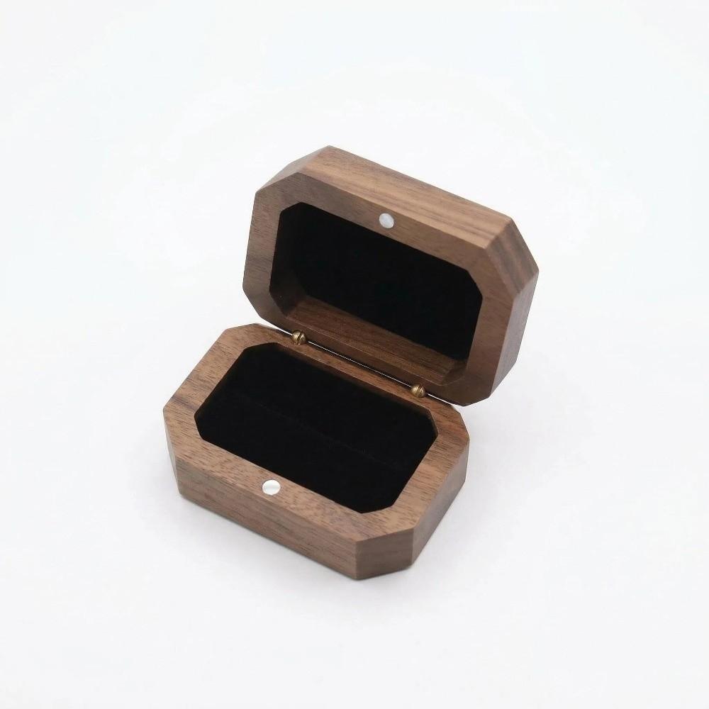 Inverted Octagon Wooden Jewelry Box Magnet Ring Storage Box Retro Cufflink Storage Box Wedding