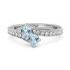 Blue Topaz Twin Stone Pavé Bypass Ring - Sterling Silver