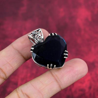 Подвеска с синим сапфиром, подвеска из драгоценного камня ручной работы, подвеска из стерлингового серебра 925 пробы, антикварные ювелирные изделия, для подарка на помолвку