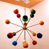 Mid Century Style Multicolored Eyeball Shade Light Brass Chandelier Sputnik Chandelier 16 Arms Brass Decorative Light