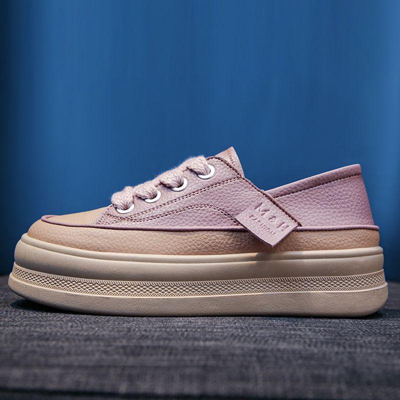 Женские простые кроссовки на платформе, повседневная уличная обувь на шнуровке, удобные низкие туфли из искусственной кожи