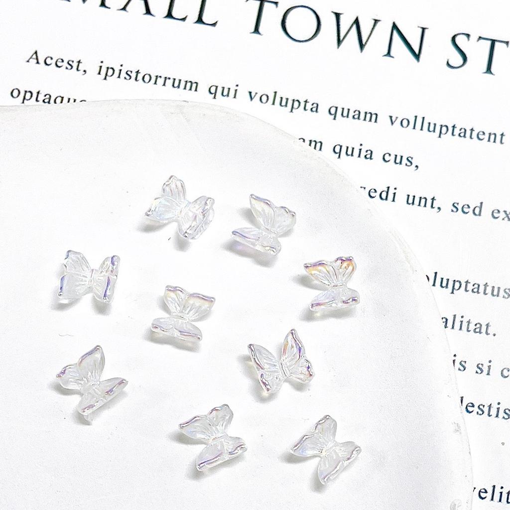 Hot Selling Aurora Butterfly Nail Art Accessories Bow Tie Ribbon Wearable Nails DIY Ice Transparent Super Fairy Resin Decorations