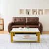 Rectangular Coffee Table with Metal Legs, Marbled Tabletop, Modern Living Room Furniture, White-Gold – H46/B1140/T64 cm