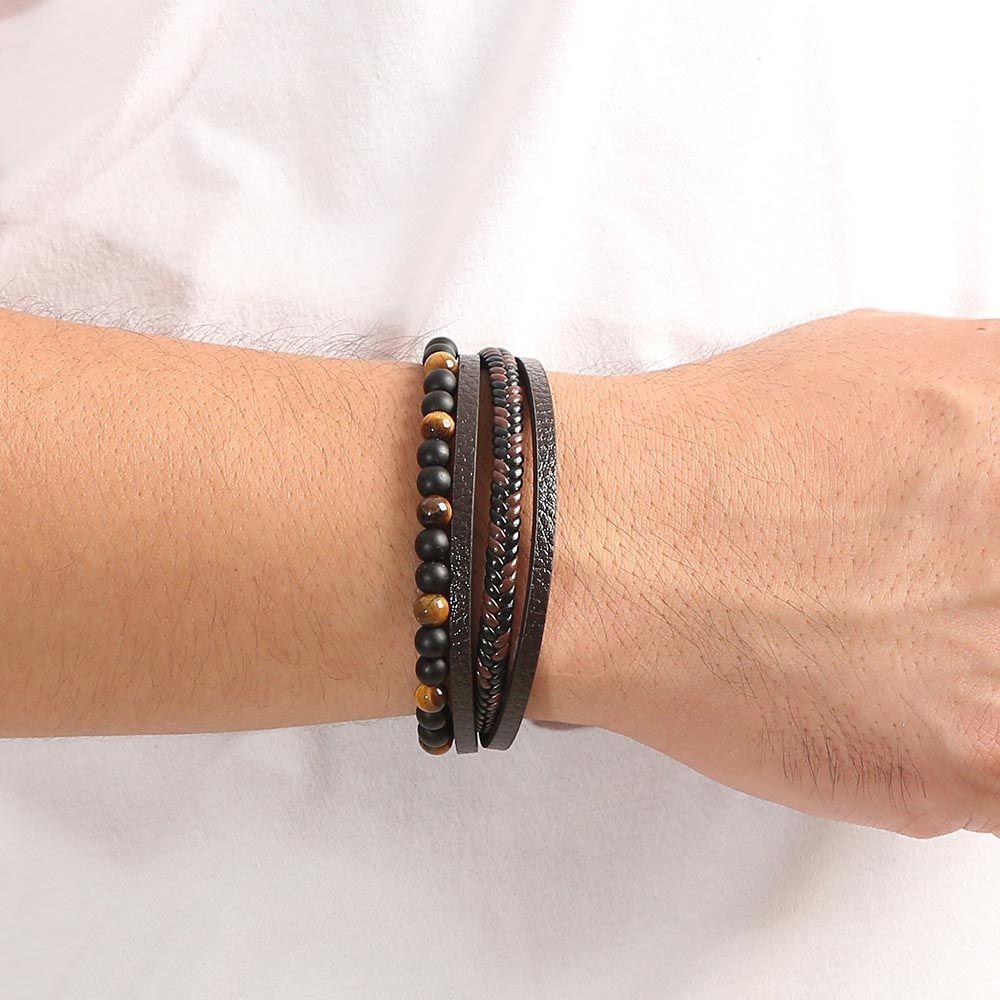 Elegant For Women Magnet Bohemia Leather Men Bracelets Beaded Wristband Korean Bangles