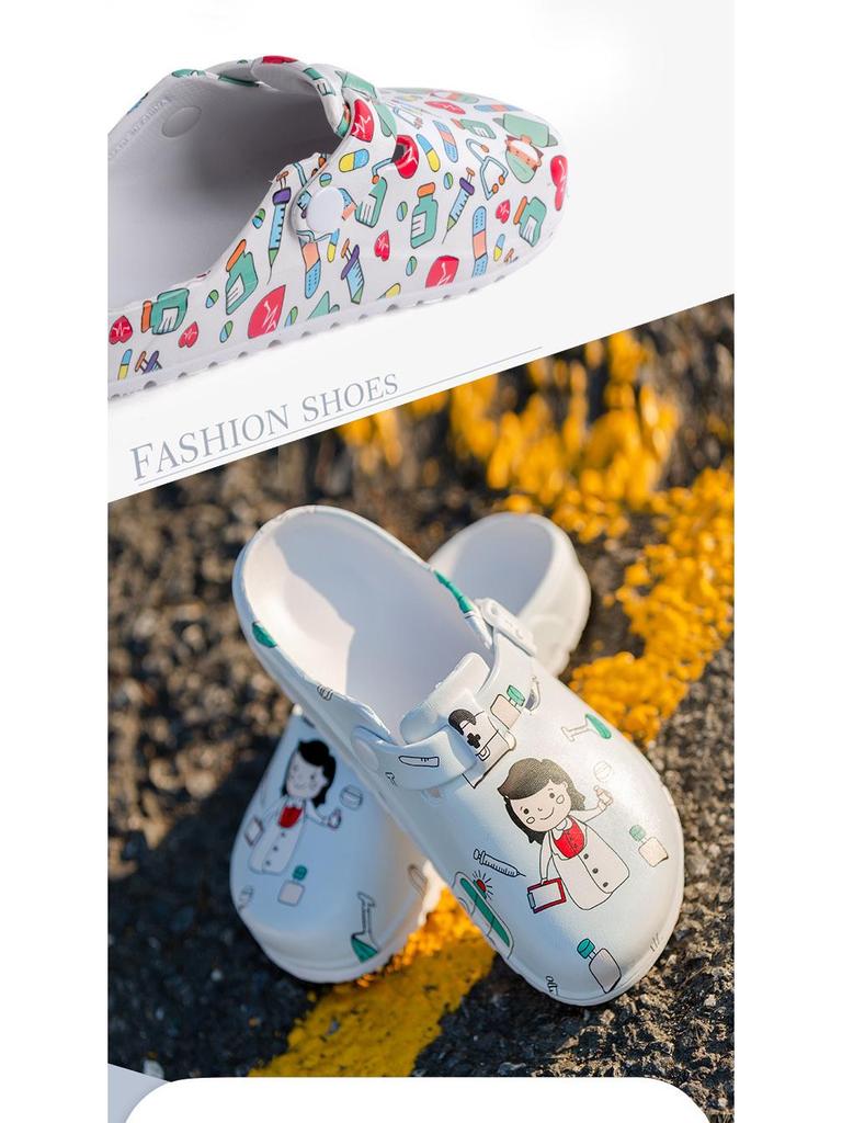 Men's & Women's Cartoon EVA Closed-Toe Soft Sole Protective Slippers for Operating Room & Laboratory