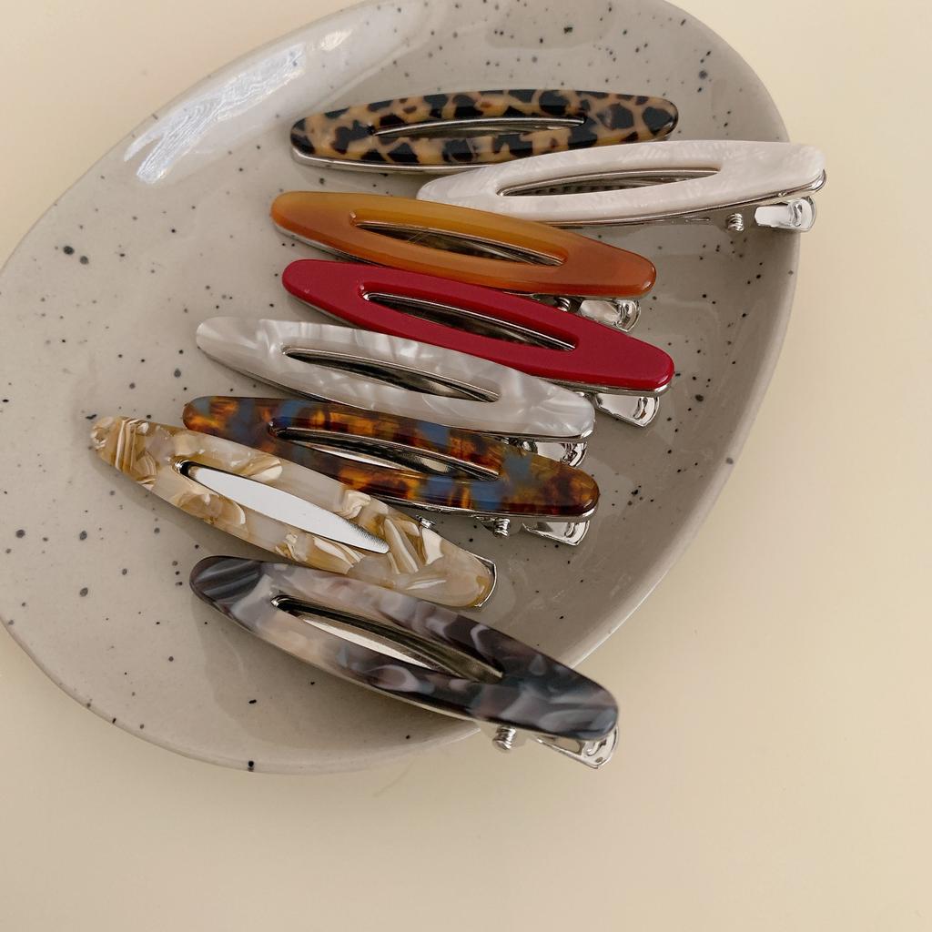 2 шт./набор Ацетатные заколки для волос Полые овальные заколки-уточки для челки Геометрические заколки Боковые заколки для волос Женские Девичьи Аксессуары для волос