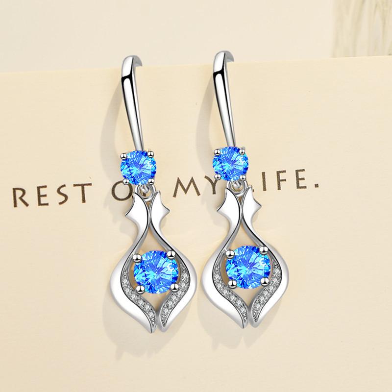 New Imitation S925 Silver Temperament Elegant Water Drop Mid-length Earrings Female Temperament Earrings