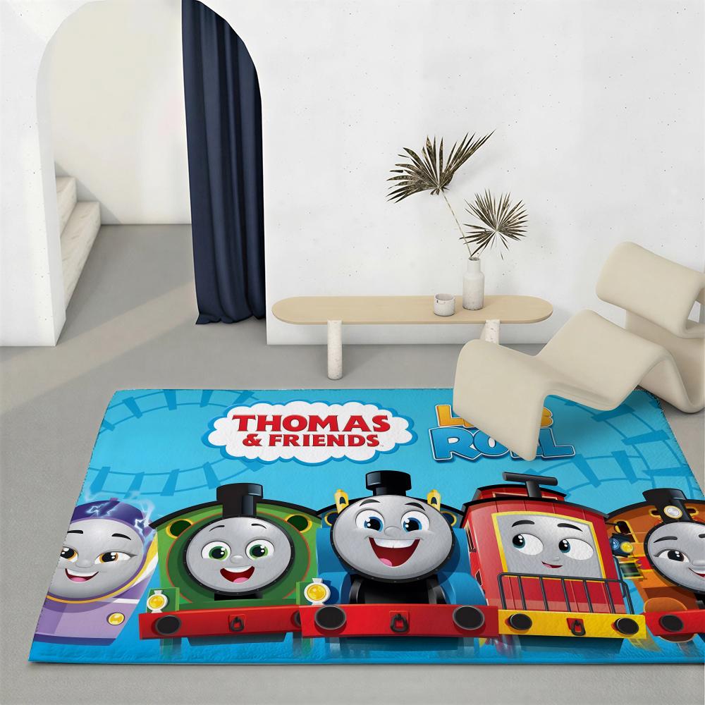 Cartoon T Thomas & Friends Floor Mat Eco Friendly Flannel Doormat Non Slip Odorless Soft Short Plush Indoor Floor Rug