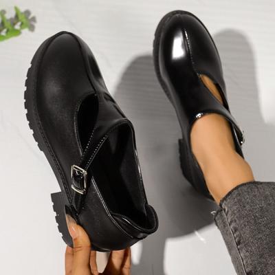 Весенне-осенние новые туфли из маленькой кожи на толстой подошве, женские повседневные туфли-лодочки с мелким вырезом, женская дышащая уличная женская обувь