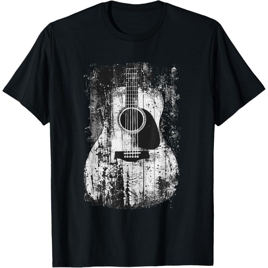 Unisex T-shirt Acoustic Guitar, Vintage, Distressed, Rock & Roll Music