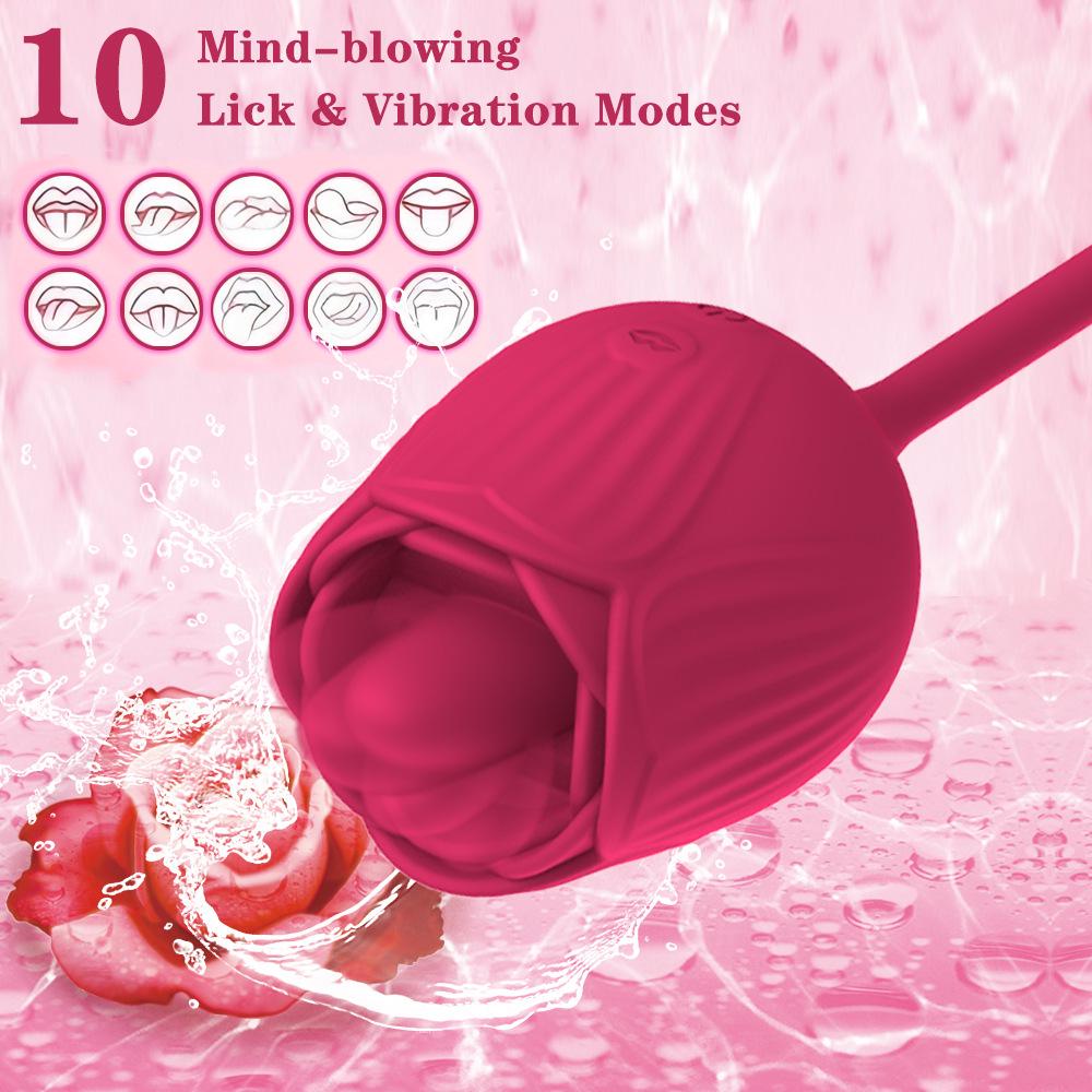 Rose Series Licking & Sucking Vibrator Stick