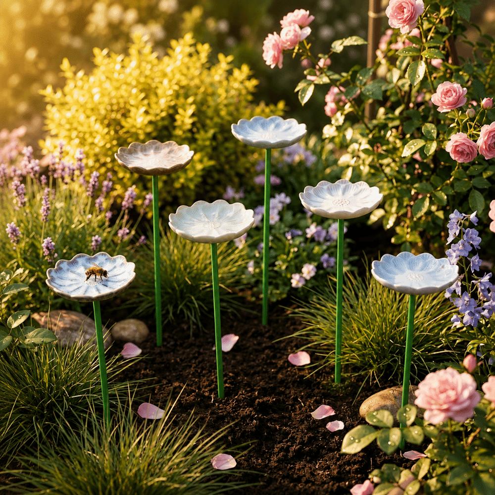 Ceramic Bee Bird Feeder Garden Decoration Insect Water Dispenser Hummingbird Feeder Outdoor