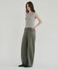 LOSSYROW Curved Wide Denim Pants Khaki