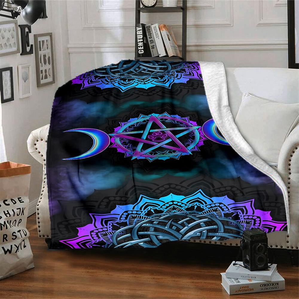 1pc Mandala Art Blanket, Lightweight Flannel Throw For Sofa, Bed, Travel, Camping, Livingroom, Office, Couch, Chair