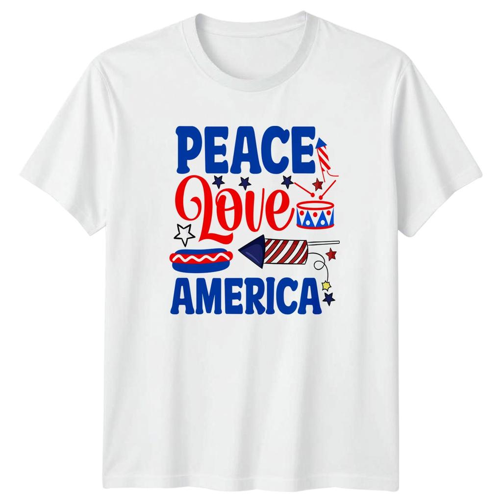 Peace Love America Fourth Of July Holidays Men Women Unisex Graphic Tee
