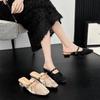 Y579-1 Thick-heeled Slippers 2025 New Small Square Head Outer Wear Women's Summer Outer Wear with Skirt High-heeled Sandals Women