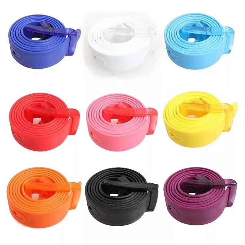 Candy Color Silicone Belt Packaged Plastic Waistband Eco-friendly Rubber Straps for Retail Shops