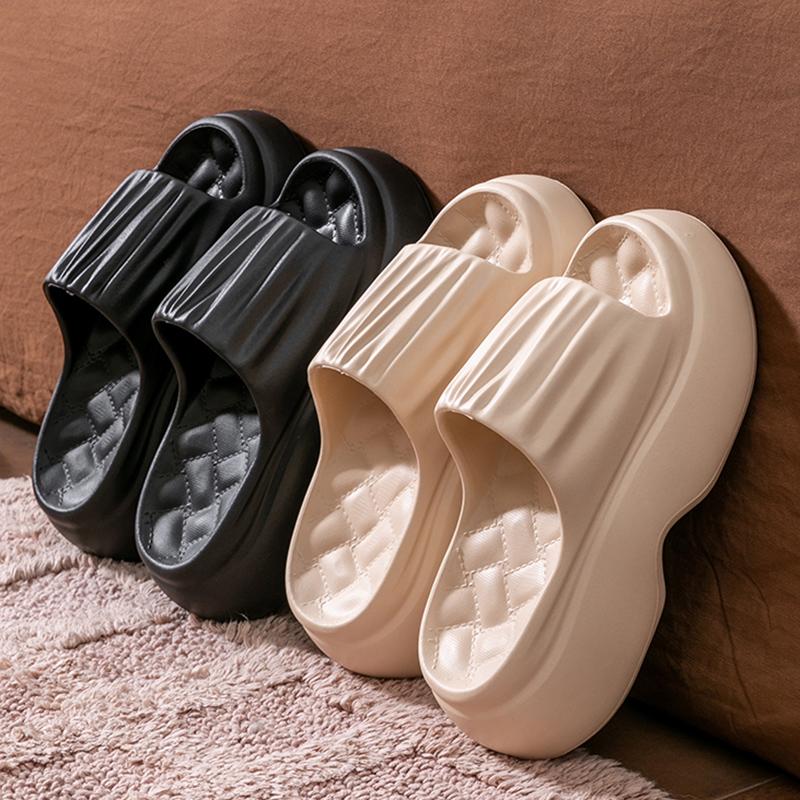 Однотонные женские тапочки из ЭВА на платформе, сандалии на толстом каблуке, женские, лето 2025, для дома и отдыха, на толстой подошве, пляжные шлепанцы