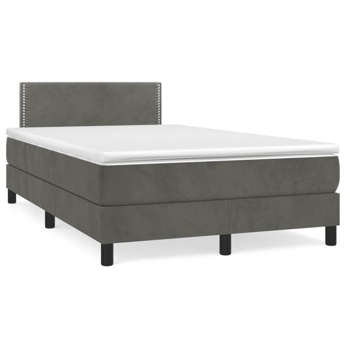 Maison Exclusive - Sommier à lattes de lit et matelas gris foncé 120x190cm velours