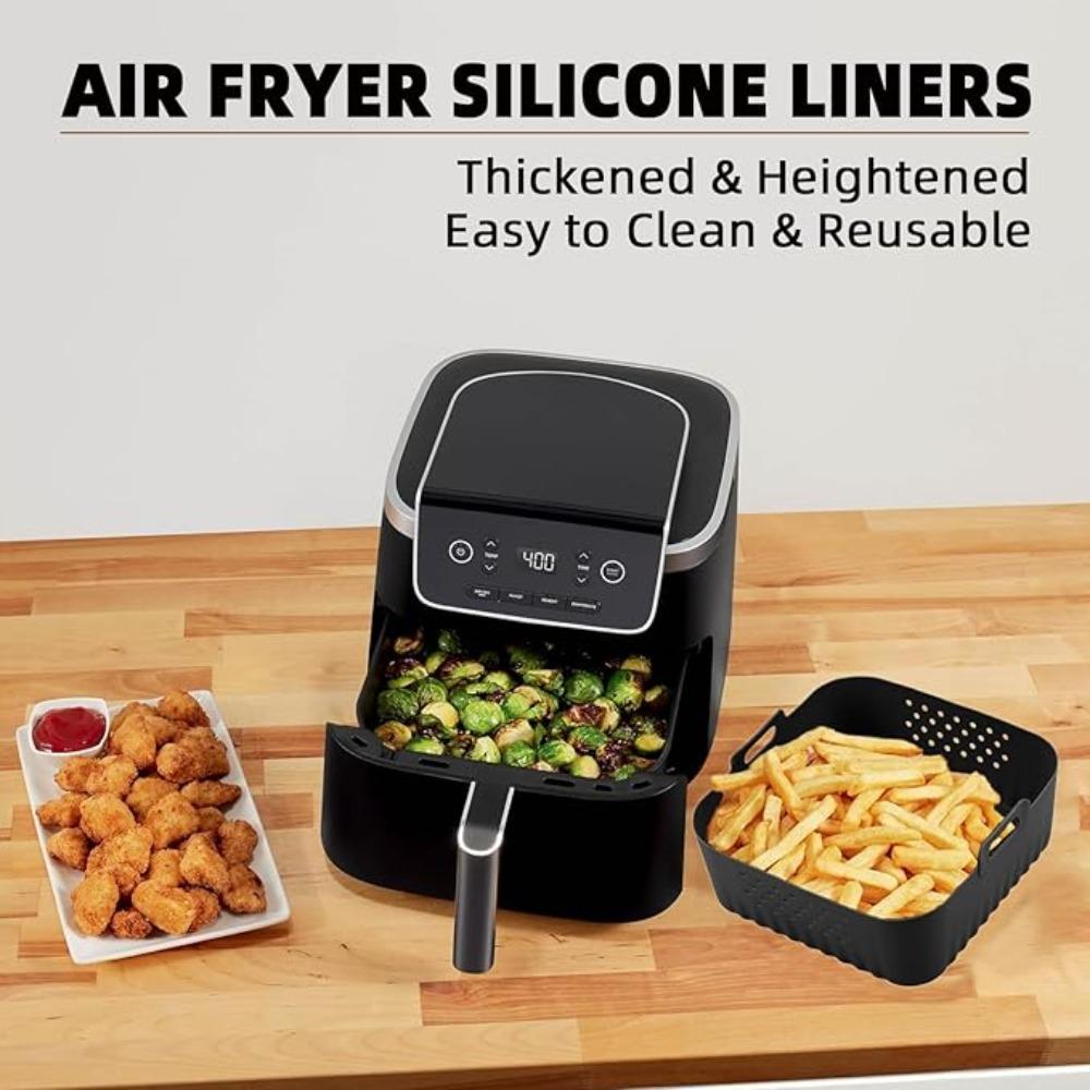 Silicone Air Fryer Liners 22.5cm Non-Stick Basket Reusable for Ninja AF181 AF180 AF141 AF140 Compatible with 5-8QT Air Fryers