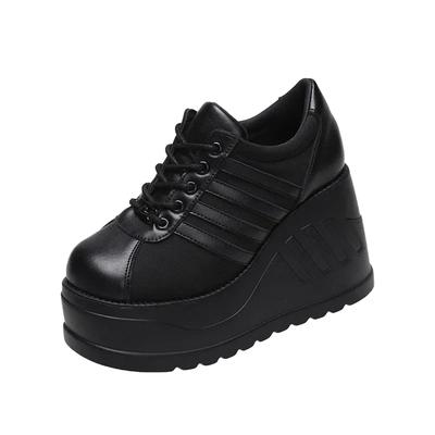 Мода Новый Бренд Панк Уличная Мода Готический Стиль Девушки Косплей Платформа 10СМ Высокий Каблук Кроссовки Клинья Обувь Женские Туфли Большой Размер 42