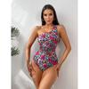 Hollow One-shoulder Swimwear Women Sexy Print Push UP One Piece Swimsuit Summer Beach Lady Bathing Suit