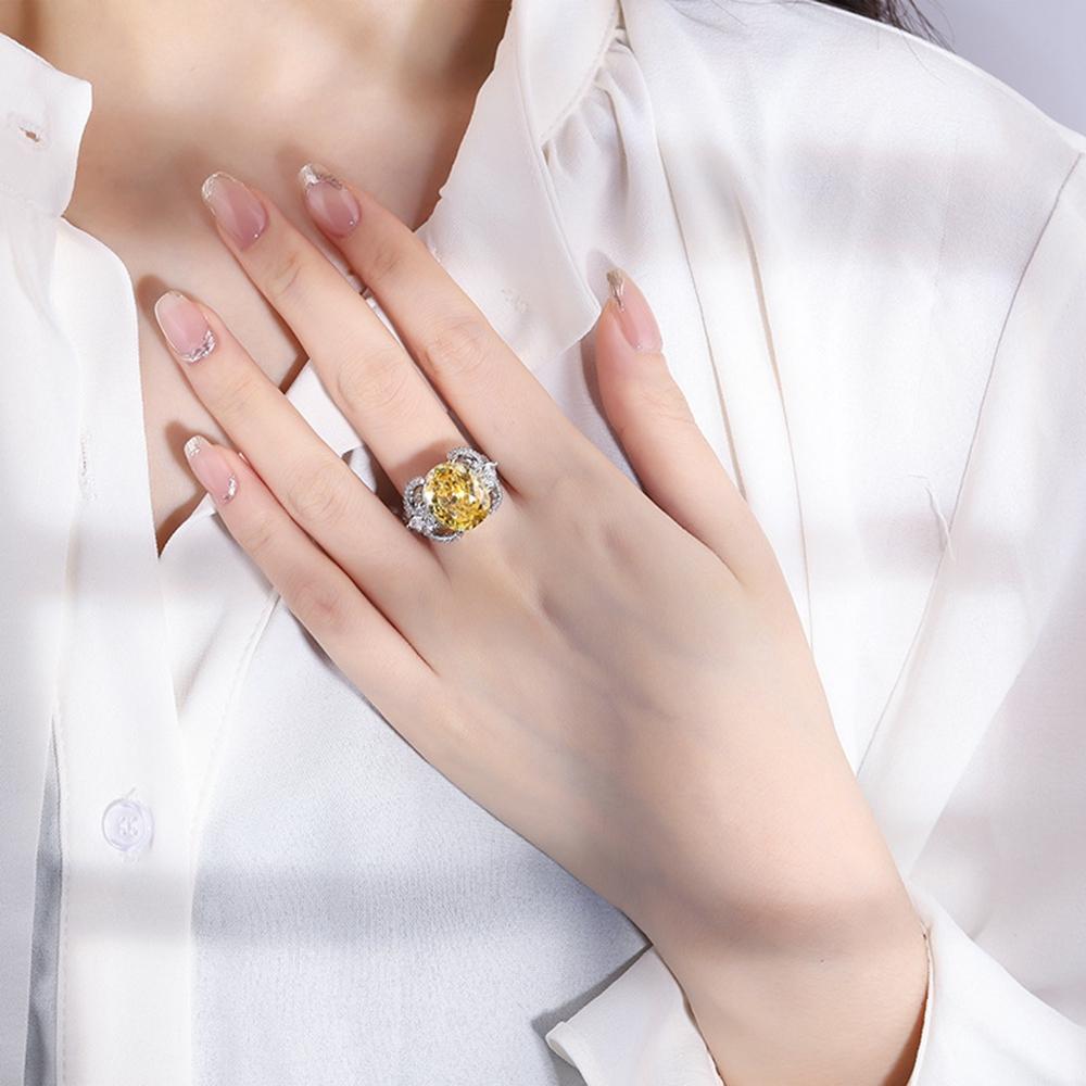 Модное 18-каратное позолоченное кольцо 12*14 мм Необычное яркое кольцо из курнда для женщин, подарок на помолвку, стерлинговое серебро 925 пробы, ювелирные изделия