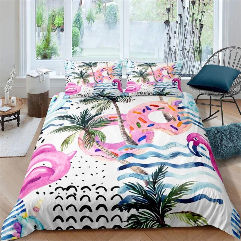 Пододеяльник Summer Beach King Queen с изображением синих морских рыб, комплект постельного белья Hawaiian Sea Palm Trees, пододеяльник с изображением морских животных