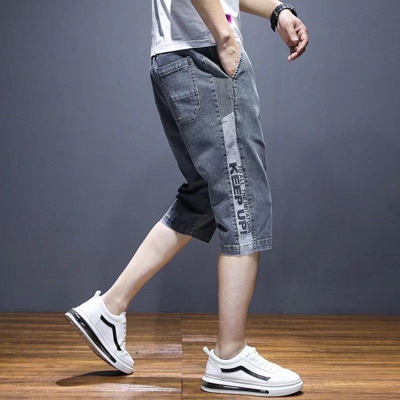 Seven-point denim shorts men's straight loose summer thin casual versatile medium pants men's tooling