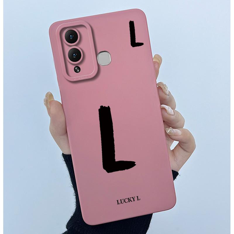 For Infinix Hot 12 Play Hot 12 X6816 X6816C Case Cover Lucky Initial Letter Soft Matte Phone Bumper for Infinix Hot 12i X665B
