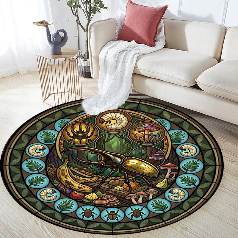 Butterfly Life Cycle Mandala Round Area Rug Under Office Chairs Bedroom Living Room Home Decor
