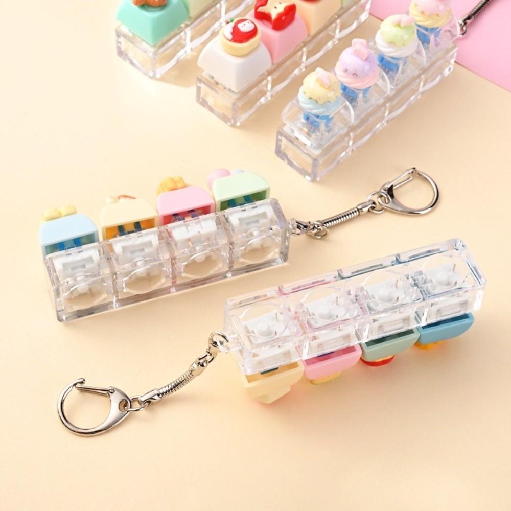 Bear Keycap Anti-stress Toy Pendant 4 Key Fidget Keychain Mini Keyboard Pendant Decompression Gift