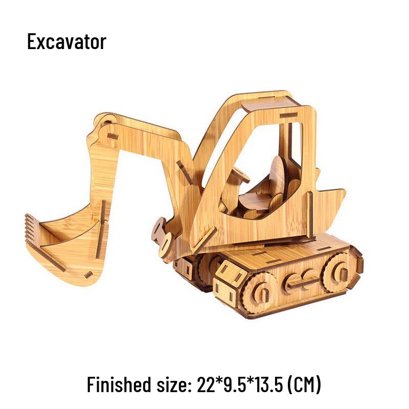 Red Bamboo 3D Wooden Car Jigsaw Puzzle - DIY Interlocking Laser-Cut Model